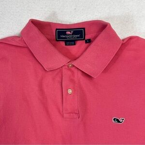 Vineyard Vines Polo Shirt Mens L Short Sleeve Salmon Pink Cotton Casual